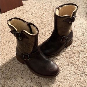 Fur lined Leather Ugg Boots